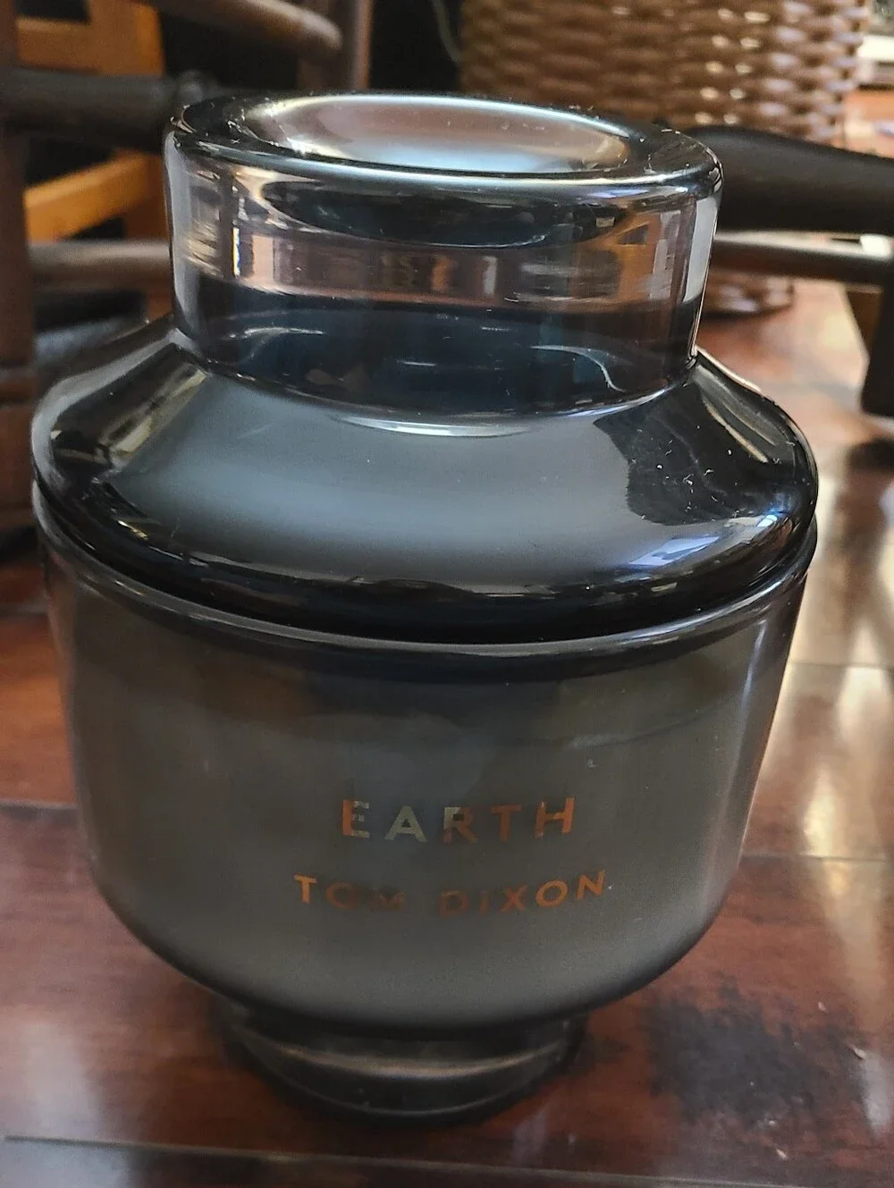 Tom Dixon Earth Scented Large Jar Candle Black Glass Multiple Wicks 6 in